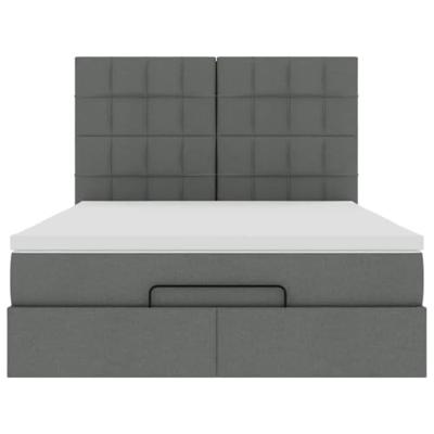 Ottoman bed met matras en LED's 140x190cm stof donkergrijs