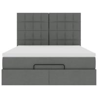 Ottoman bed met matras en LED's 140x190cm stof donkergrijs - thumbnail