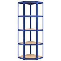 VidaXL Hoekrek 5-laags staal en bewerkt hout blauw - thumbnail