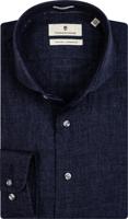 Thomas Maine Heren Overhemd Navy Linnen Cutaway Tailored Fit - thumbnail