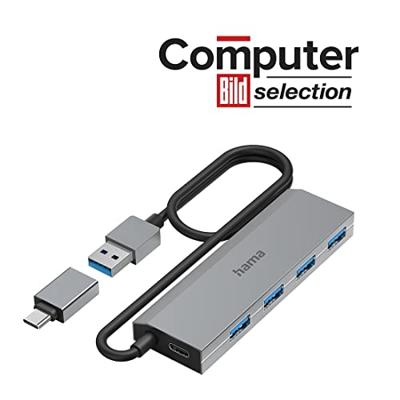 Hama USB 3.2 Gen 1-hub 4 poorten Met USB-C stekker Grijs