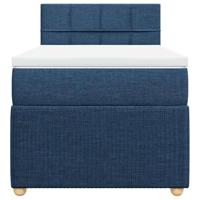 Boxspring met matras stof blauw 90x200 cm - thumbnail