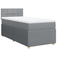 Boxspring met matras stof lichtgrijs 90x190 cm - thumbnail