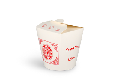 Wok to Go beker 32oz 1000ml karton wit met rood Wok to Go beker 32oz 1000ml karton wit met rood