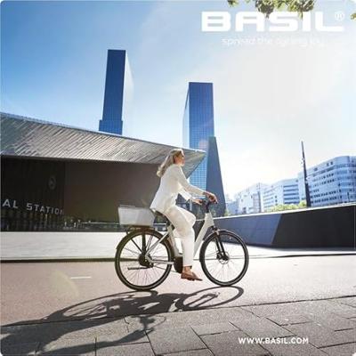 Basil cento flower - fietsmand - achterop - wit