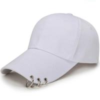 Unisex casual effen kleur verstelbare Baseball caps met ring (wit) - thumbnail