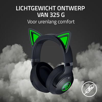 Razer Kraken Kitty V2 BT - Draadloze Bluetooth RGB Headset met Kitty-oortjes voor gamen en streamen (325g, TriForce 40mm Drivers, Bluetooth 5.2, ruisonderdrukkende microfoons) Zwart