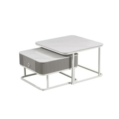 Hoofdtafel Home ESPRIT Wit 70 x 70 x 45 cm