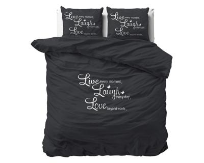 RoyalTextile - Live, Laugh & Love Dekbedovertrek Micropercal - Antraciet - 240 x 220