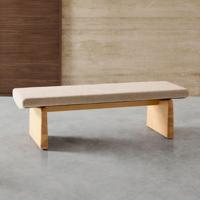 Kave Home Bankje 'Topaz' Chenille en essenhout, 150cm, kleur Naturel - thumbnail