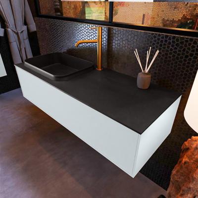 Badkamermeubelset Mondiaz Erin 120 cm met 1 Lade met RIDGE Wastafel Links Urban met 1 kraangat Greeploos Mat Clay