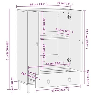 Hoge kast 60x33x100 cm massief mangohout