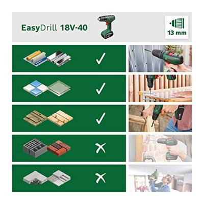 Bosch Groen EasyDrill 18V-40 | Accuschroefboormachine met twee standen | Excl. Accu en Lader - 06039D8000 - thumbnail