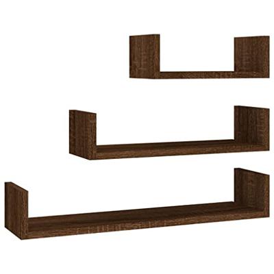 Wandschappen 3 st bewerkt hout bruin eikenkleur
