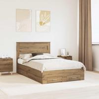 Bedframe met hoofdeinde Artisan Eiken 135 x 190 cm Bewerkt hout - thumbnail