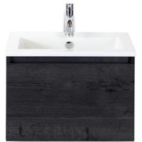 Frozen Badmeubelset 60 cm - Greeplijst in Kleur - Black Oak - Keramische Wastafel Wit 1 Kraangat - thumbnail