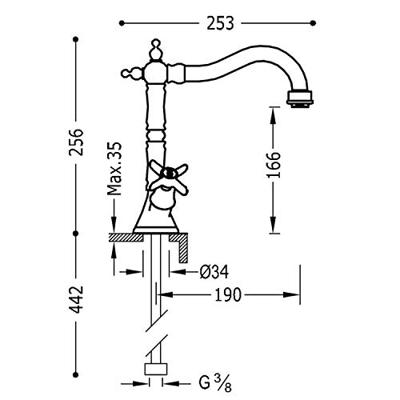 Wastafelkraan Tres Clasic 2 Grepen Hoog Gebogen Chroom Wastafelkraan Tres Clasic 2 Grepen Hoog Gebogen Chroom