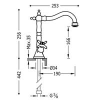 Wastafelkraan Tres Clasic 2 Grepen Hoog Gebogen Chroom - thumbnail