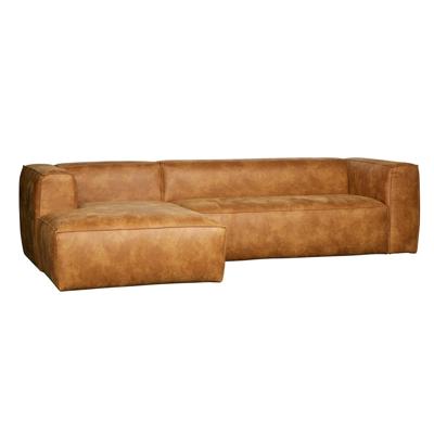 WOOOD Hoekbank 'Bean' Links, leder cognac