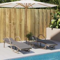 Ligbed met kussen 60x199x42 cm poly rattan beige - thumbnail