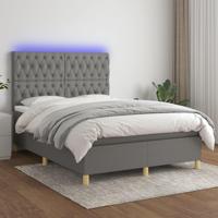 Boxspring met matras en LED stof donkergrijs 140x200 cm - thumbnail