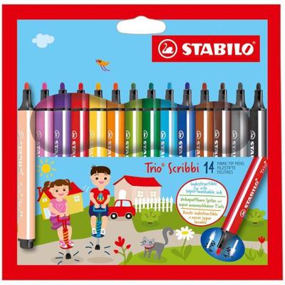 Viltstift stabilo trio scribbi 368/14 14st assorti | 3 stuks