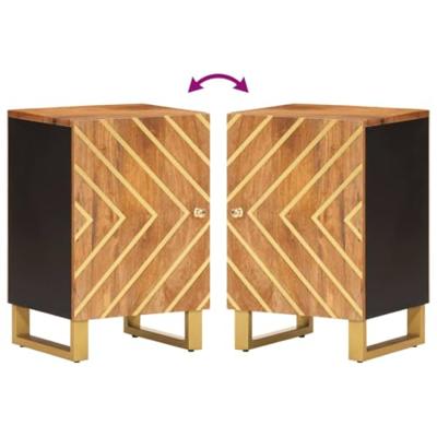 Badkamerkast 38x33,5x58 cm massief mangohout bruin en zwart