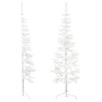 Kunstkerstboom half met standaard smal 150 cm wit - thumbnail