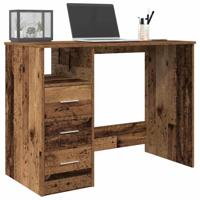Bureau 102x76x50 cm bewerkt hout oud houtkleurig - thumbnail