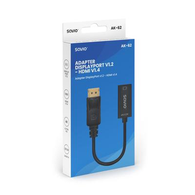 Savio Adapter DisplayPort (M) v1.2 - HDMI A (F) v1.4, 4K, AK-62