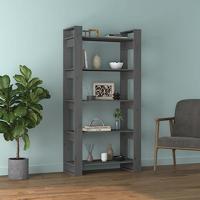 Boekenkast/kamerscherm 80x35x160 cm massief hout grijs - thumbnail