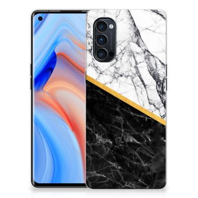 OPPO Reno4 Pro 5G TPU Siliconen Hoesje Marmer Wit Zwart - Origineel Cadeau Man OPPO Reno4 Pro 5G TPU Siliconen Hoesje Marmer Wit Zwart - Origineel Cadeau Man