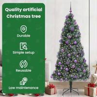 VidaXL Kunstkerstboom met verlichting en ballenset groen 210 cm pet - thumbnail