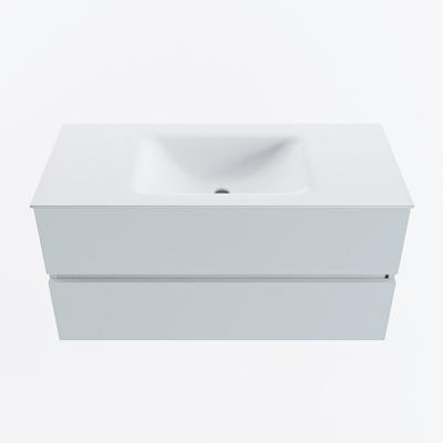 MONDIAZ VICA 100cm badmeubel onderkast Clay 2 lades. Wastafel CLOUD midden 1 kraangat, kleur Talc.