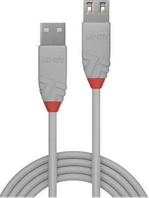 LINDY 36715 5 m USB 2.0 type A verlengkabel, antraciet Line, grijs, antraciet