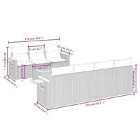 8-delige Loungeset met kussens poly rattan beige - thumbnail