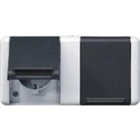 Jung 8220W Wandcontactdoos Opbouwbehuizing 2-voudig Grijs 1 stuk(s) - thumbnail