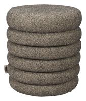 Dutchbone Poef 'Fern' Bouclé, kleur Zwart - thumbnail