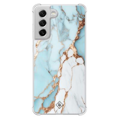 Samsung Galaxy S21 FE shockproof hoesje - Marmer lichtblauw Samsung Galaxy S21 FE shockproof hoesje - Marmer lichtblauw