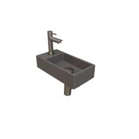 INK - Fonteinpack Quartz Links incl. Fonteinkraan - Design Sifon - Design Plug en Montageset - 360x180x90 Mm - Quartz Beton/brushed Nickel - thumbnail