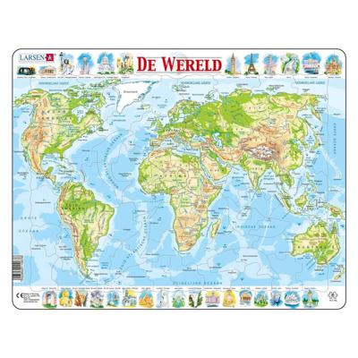 Selecta Larsen legpuzzel kaart wereld - geografisch, 80st. Selecta Larsen legpuzzel kaart wereld - geografisch, 80st.
