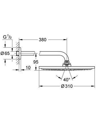 GROHE Rainshower Cosmopolitan 310 Hoofddouche - 31cm - 1 straalsoort - wandarm 38cm - geborsteld cool sunrise 26066gn0