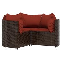 4-delige Loungeset met kussens poly rattan bruin - thumbnail
