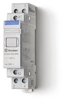 Finder 22.22.9.024.4000 Industrieel relais Nominale spanning: 24 V/DC Schakelstroom (max.): 20 A 2x NO 1 stuk(s)