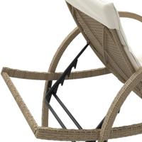 Ligbed met kussen 60x199x42 cm poly rattan beige - thumbnail