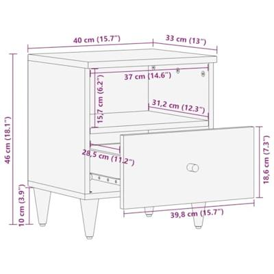 Nachtkastjes 2 st 40x33x46 cm massief mangohout
