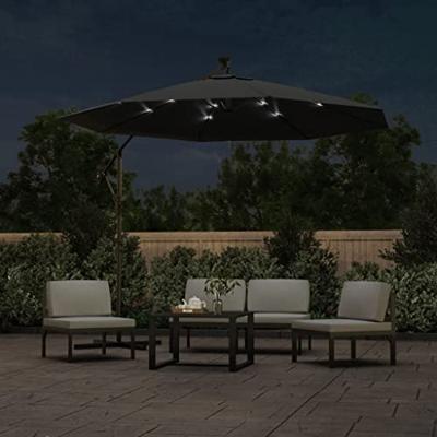 VidaXL Zweefparasol met led-verlichting stalen paal 300 cm antraciet