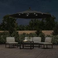 Zweefparasol met LED-verlichting stalen paal 300 cm antraciet - thumbnail