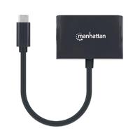 Manhattan USB-C naar USB-C (met power delivery) en VGA-converterkabel, 1080p, 5Gbps (USB 3.2 Gen1 aka USB 3.0), Thunderbolt 3 compatibel, 19,5 cm, stekker op bus, zwart, box - thumbnail