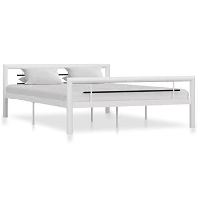 VidaXL Bedframe metaal wit en zwart 160x200 cm
